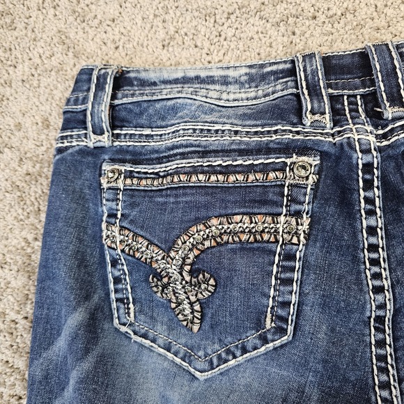 Rock Revival Nancy Boot Cut Mid Rise Jeans Womens 28 Denim Distressed 32x32 - Picture 7 of 13